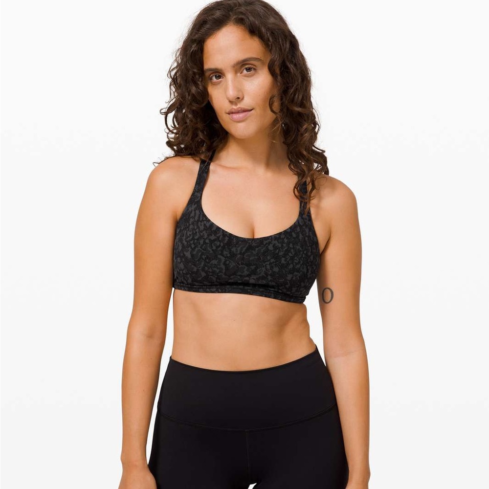 Lululemon Fast and Free Sports Bra | Wild Thing Camo Deep Coal | Size 4 |
